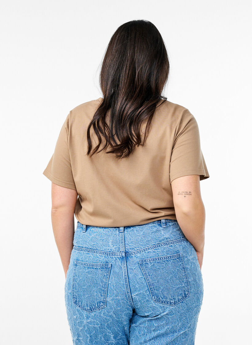 T-Shirt mit dekorativen Details, Beige, Model image number 2