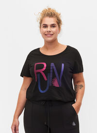 Trainings-T-Shirt mit Print, Black w. stripe run, Model