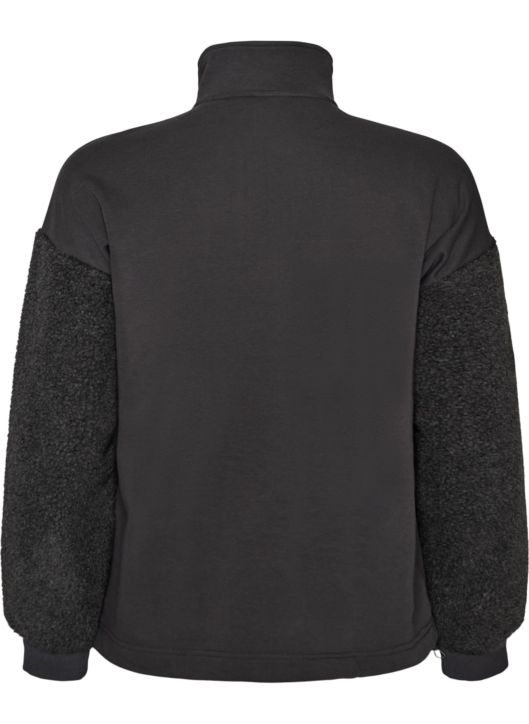 ZizziSweatshirt mit Teddy-&Auml;rmeln und hohem Kragen, Grau, Packshot image number 1
