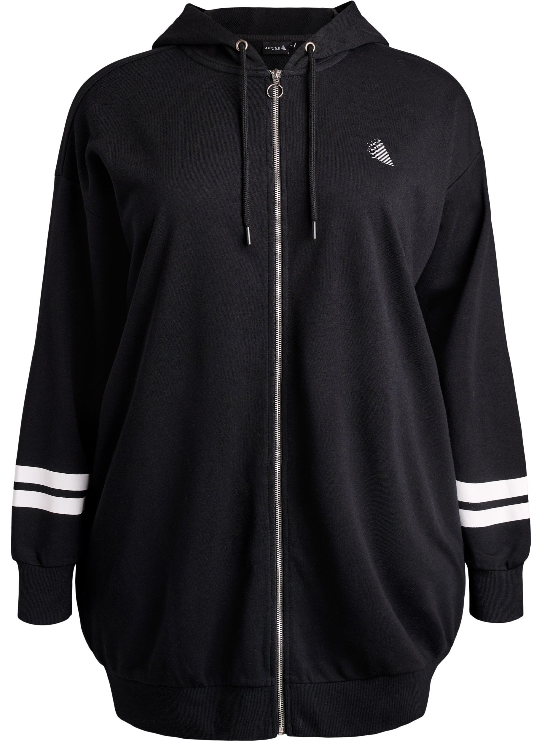 Lange Sweat-Strickjacke mit Printdetails