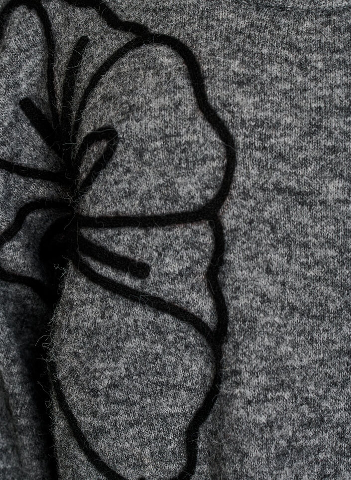 Pullover mit Blumenapplikation, Grau, Packshot image number 2