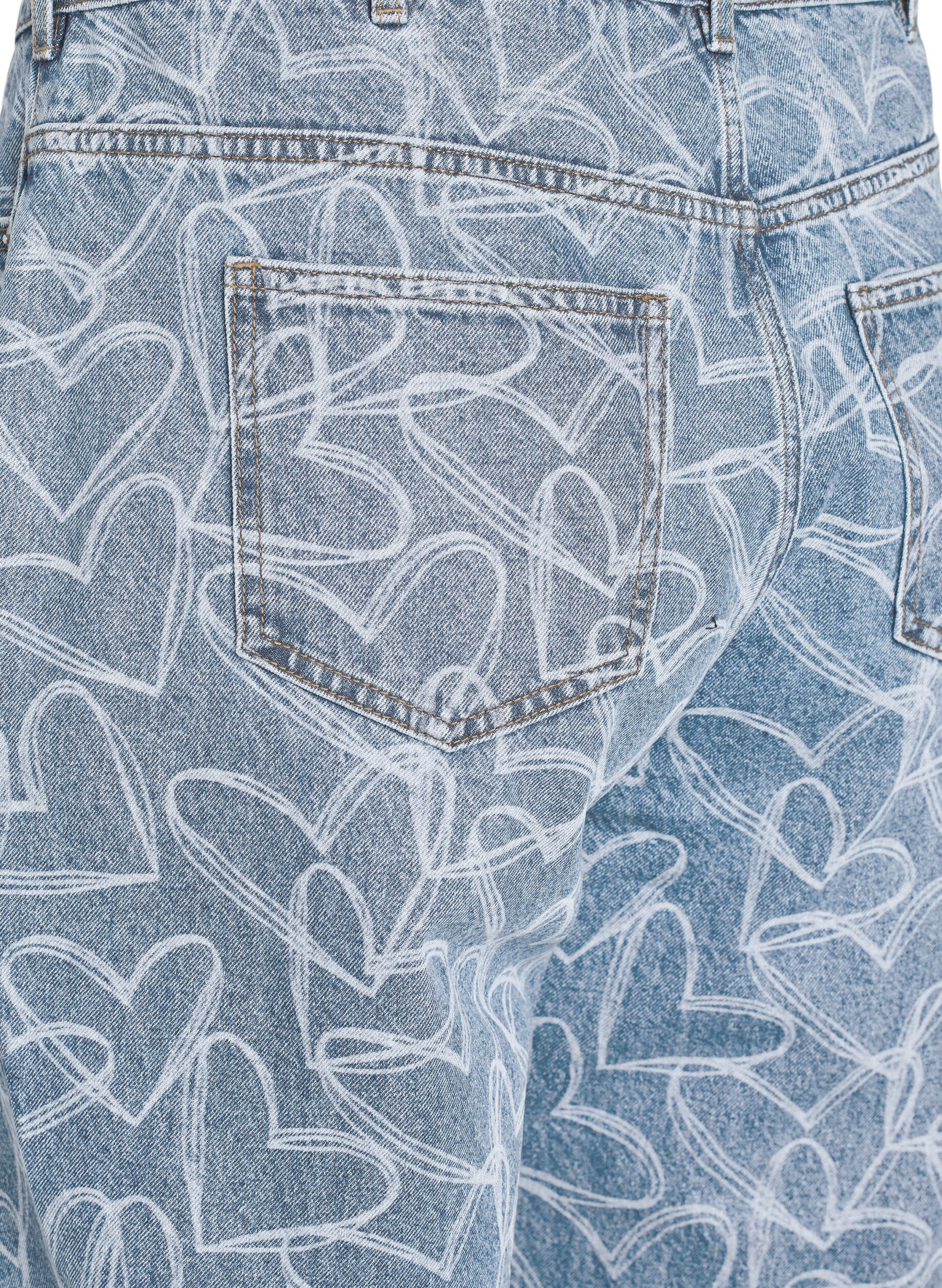 Zizzi Mille Mom Fit Jeans mit Stickerei, Blau, Packshot image number 3