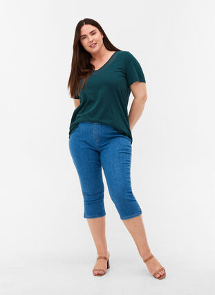 Kurzarm T-Shirt mit V-Ausschnitt und Mesh, Ponderosa Pine, Model image number 2