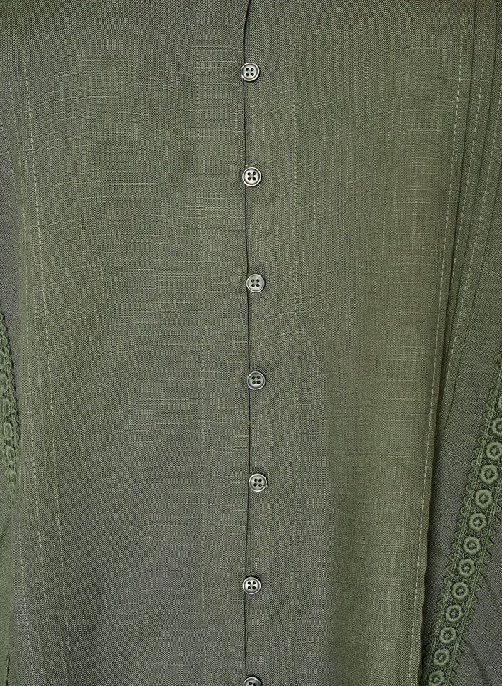 Viskosebluse mit Crochet-Besatz und Kn&ouml;pfen, Gr&uuml;n, Packshot image number 2