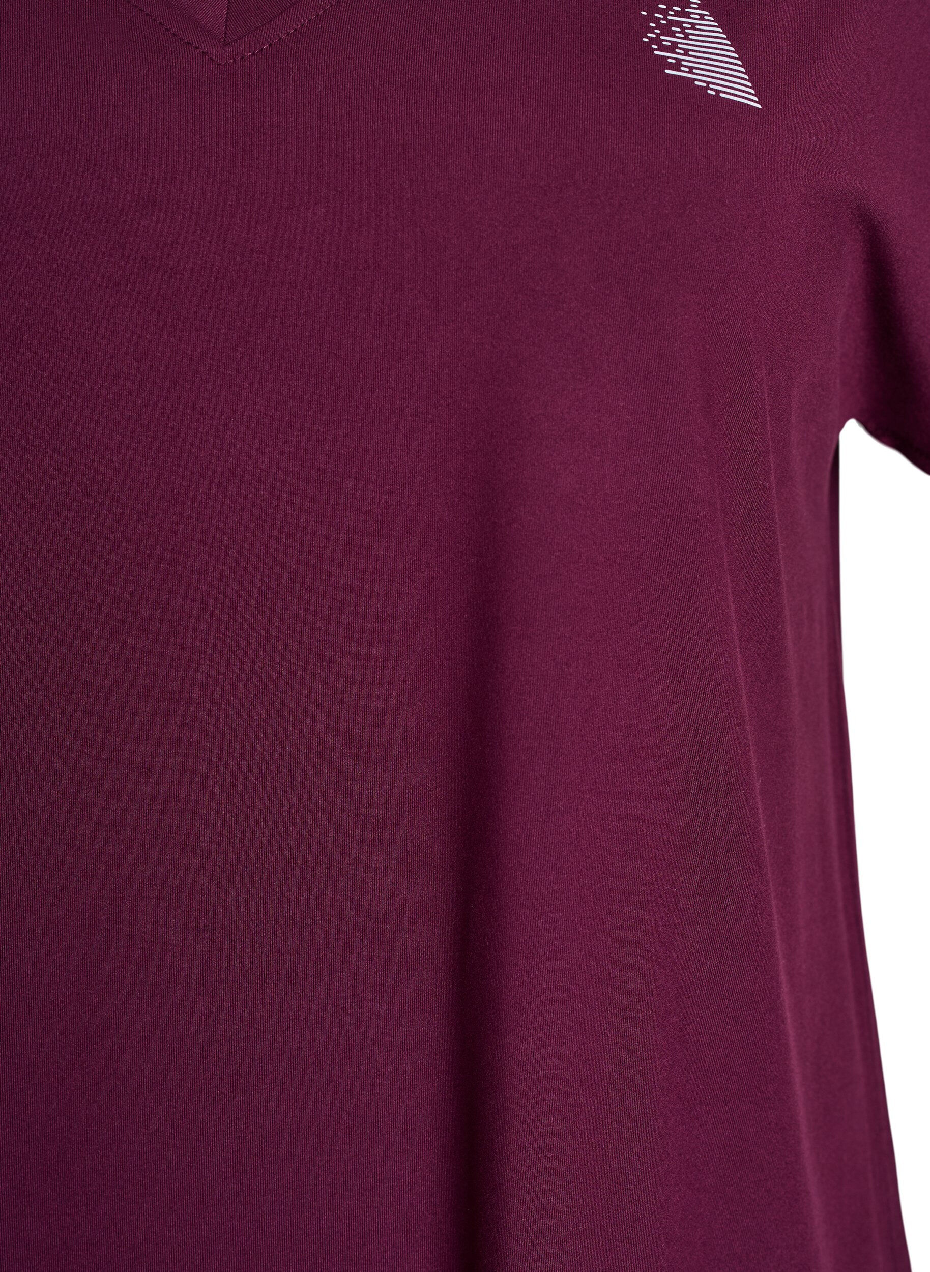ZizziLockeres Trainings-T-Shirt mit V-Ausschnitt, Rot, Packshot image number 2