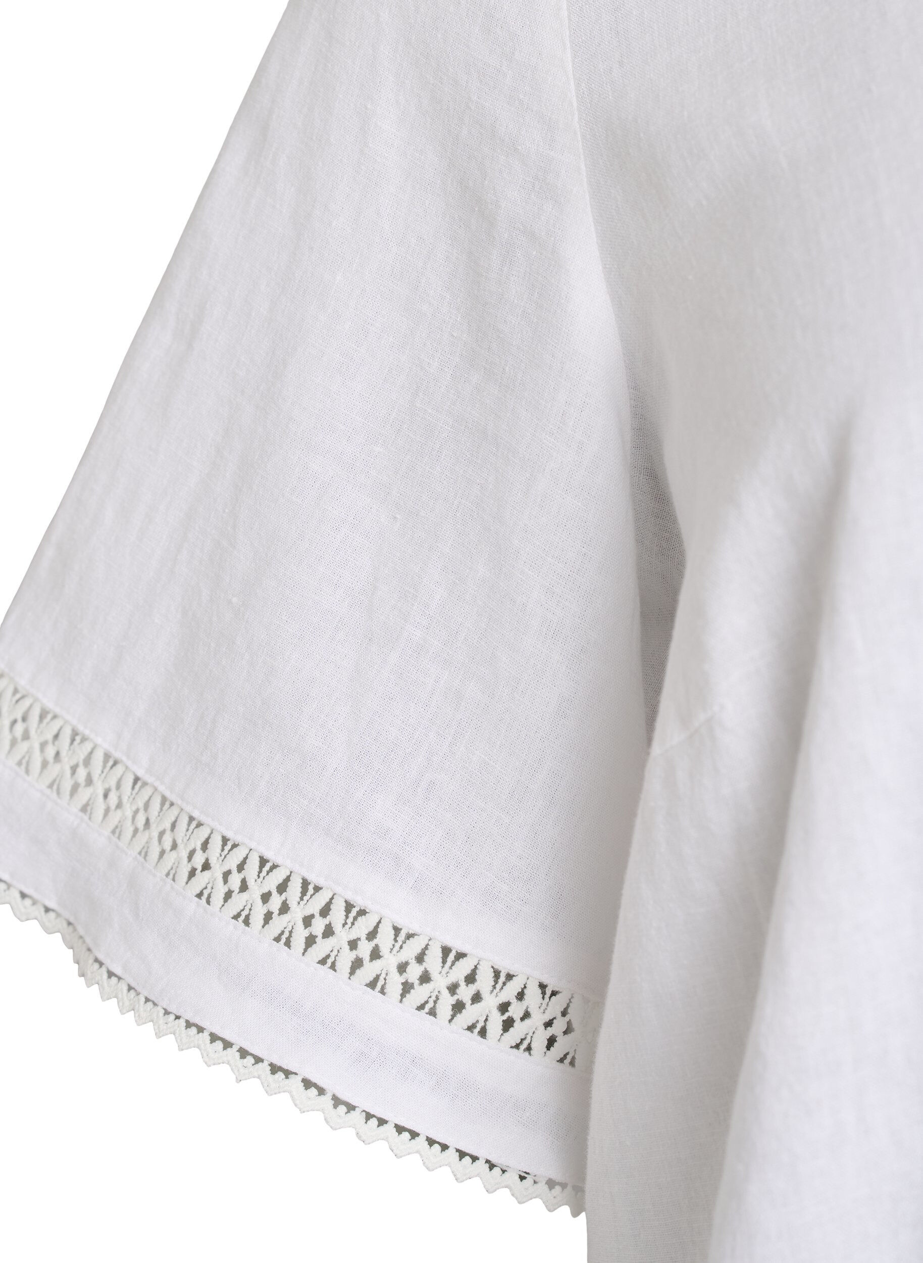 Zizzi Bluse aus Leinen und Viskose mit H&auml;keldetails, Wei&szlig;, Packshot image number 2