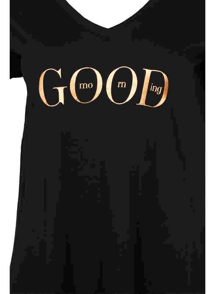 Kurzarm Baumwollnachthemd mit Print, Black GOOD, Packshot image number 2