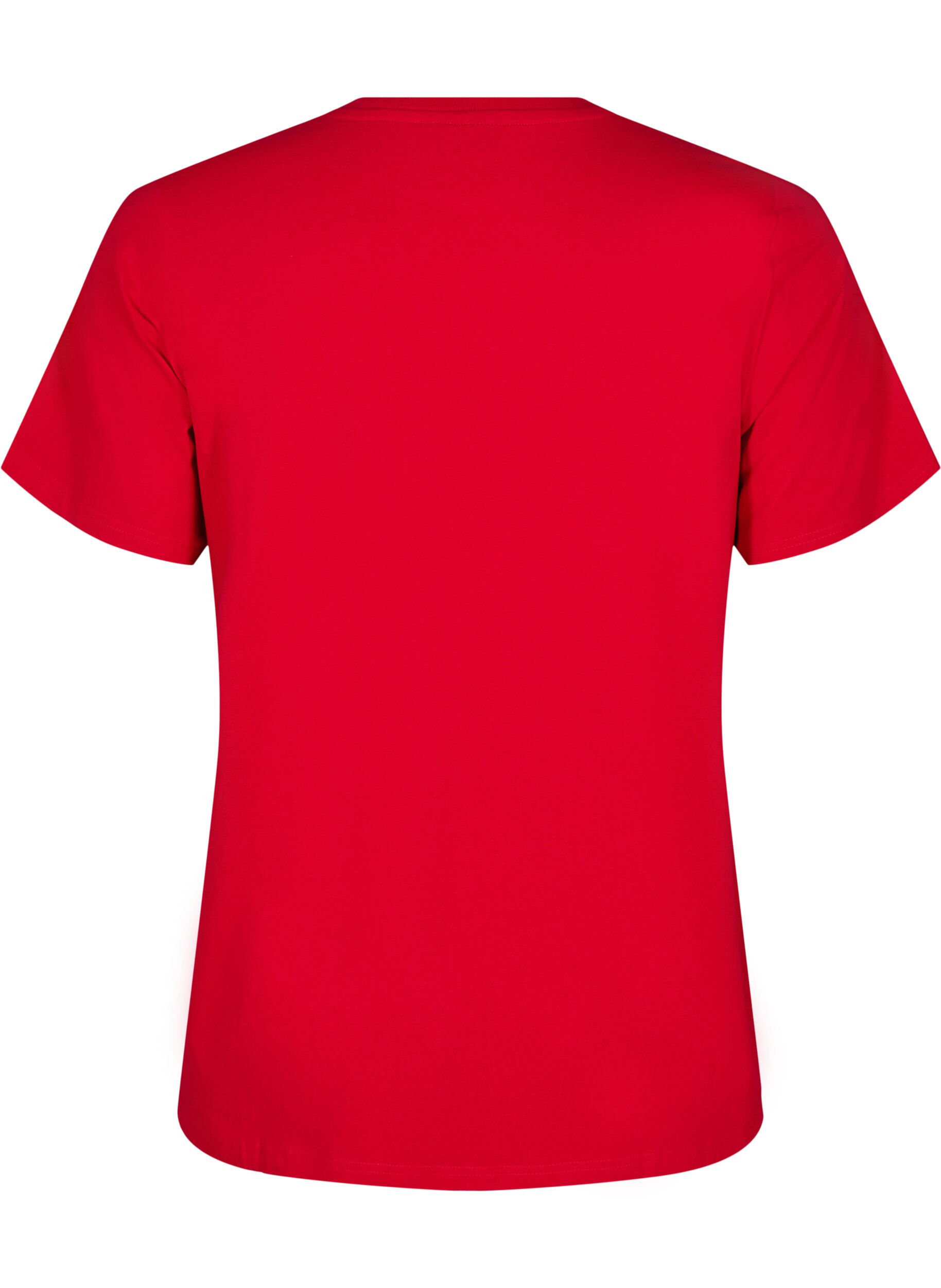 Zizzi T-Shirt aus Bio-Baumwolle mit Rundhalsausschnitt, Salsa, Packshot image number 1