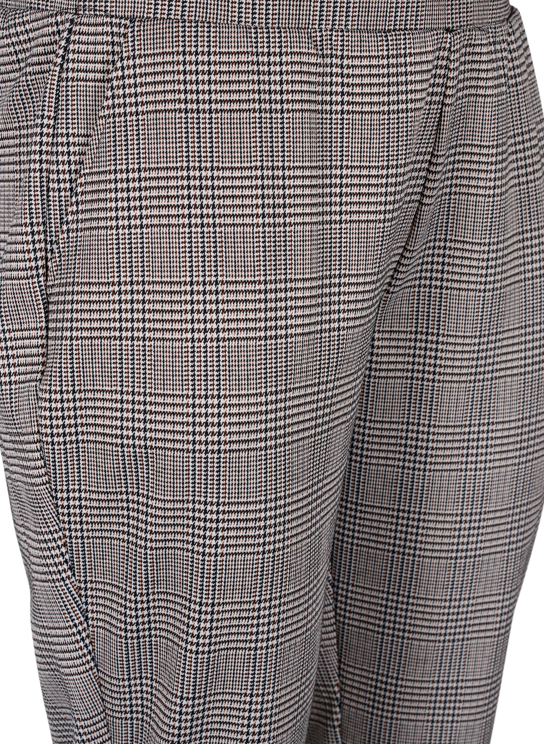 Zizzi Gek&uuml;rzte Maddison-Hosen mit kariertem Muster, Beige Brown Check, Packshot image number 2