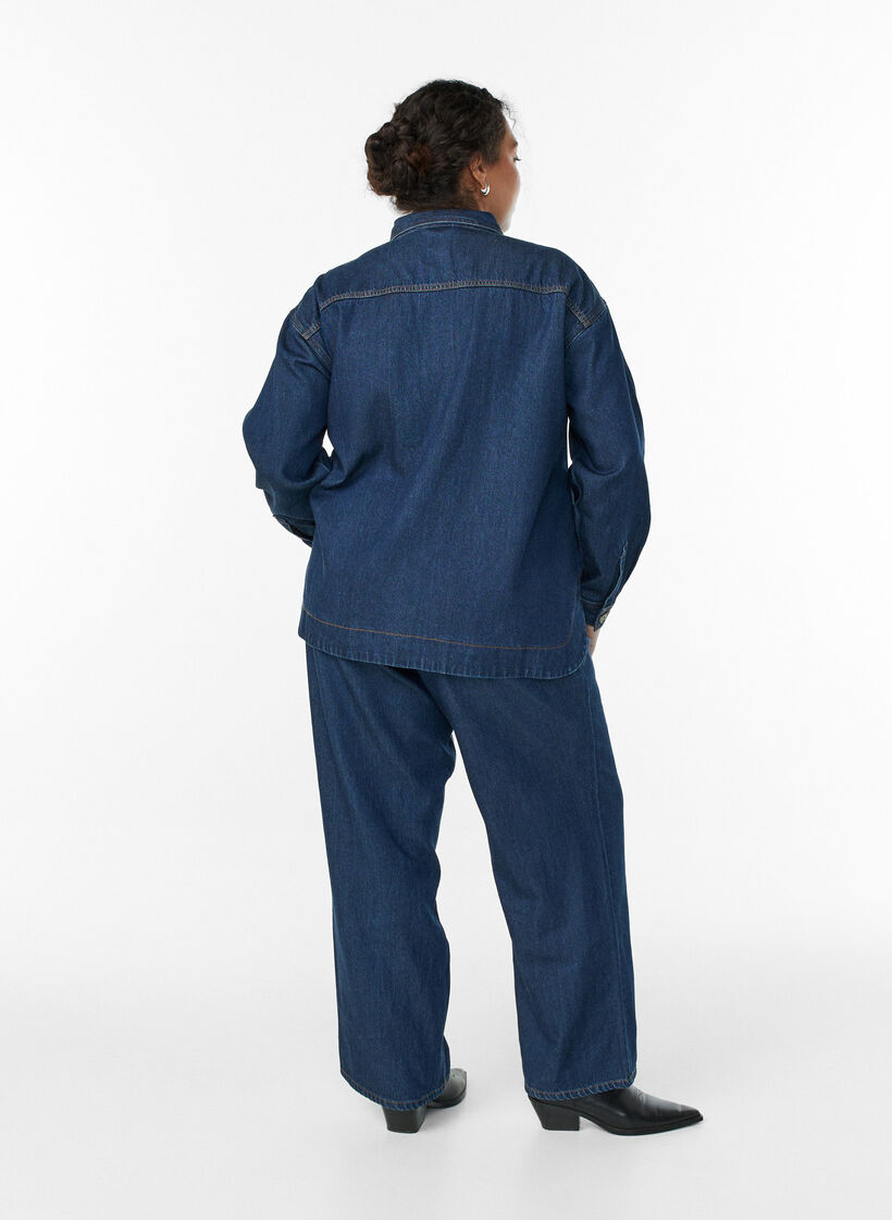 Wide Leg Jeans mit Bindeg&uuml;rtel und hoher Taille, Blau, Model image number 1