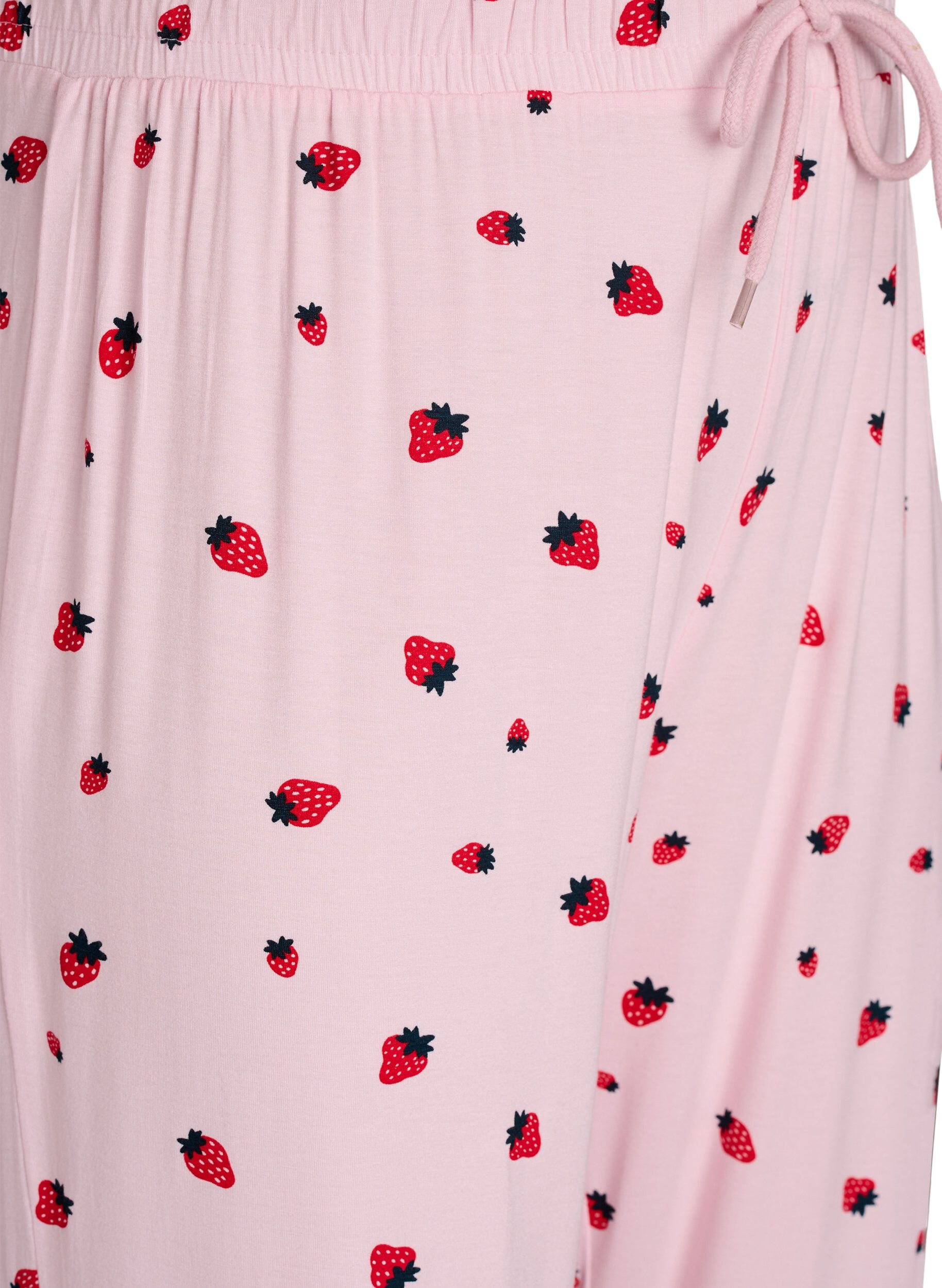 ZizziPyjamahose aus weichem Jersey mit hoher Taille und Frucht-Print, Rot, Packshot image number 2