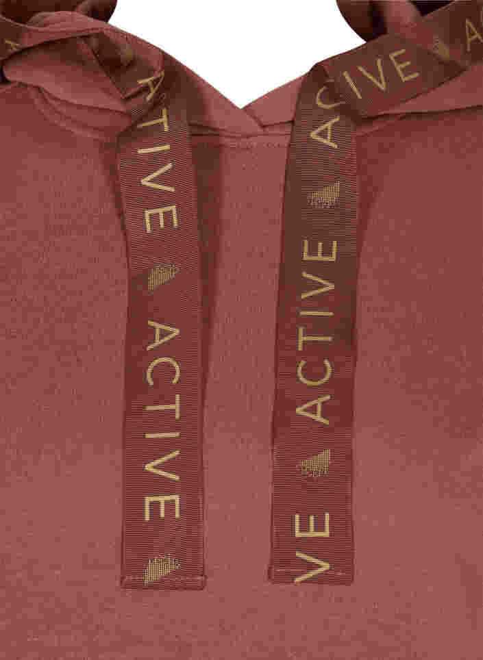 Langes Sweatshirt mit Kapuze und sportlichen Details, Mahogany, Packshot image number 2