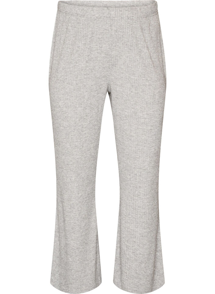 Hose aus Jersey mit Rippstruktur und ausgestelltem Bein, Grau, Packshot image number 0