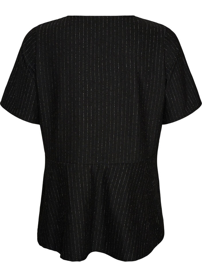 Sch&ouml;&szlig;chenbluse mit Glitzerstreifen, Schwarz, Packshot image number 1