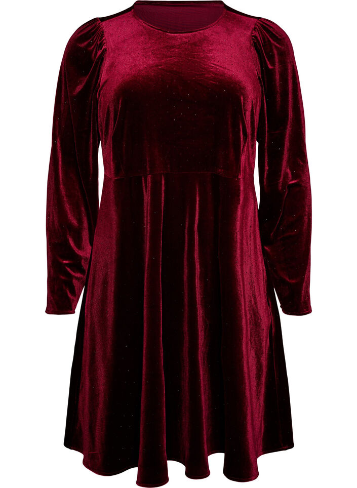 Samtkleid mit Strass und A-Linien-Form, Rot, Packshot image number 0