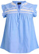&Auml;rmellose Bluse aus Baumwolle mit R&uuml;schenkanten, Blau, Packshot image number 0
