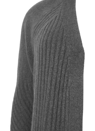 Lange Strickjacke aus Rippenstrick, Dark Grey Melange, Packshot image number 2