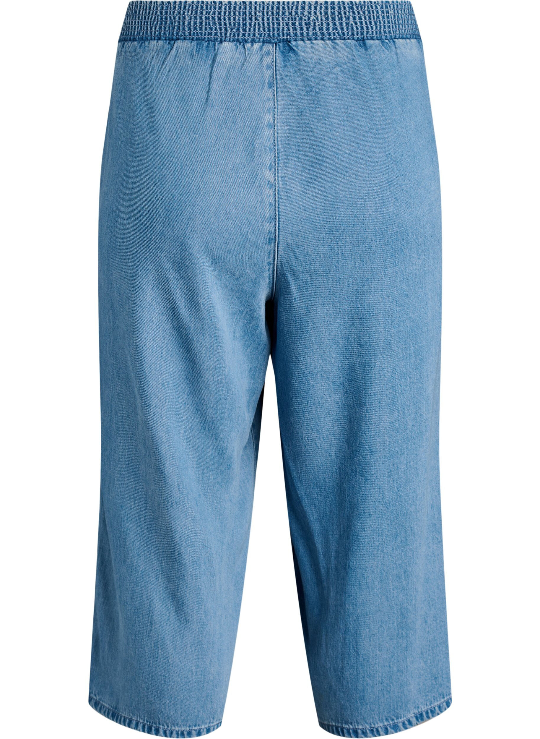 Zizzi Culotte aus Lyocell mit weitem Bein in Jeans-Optik, Blau, Packshot image number 1