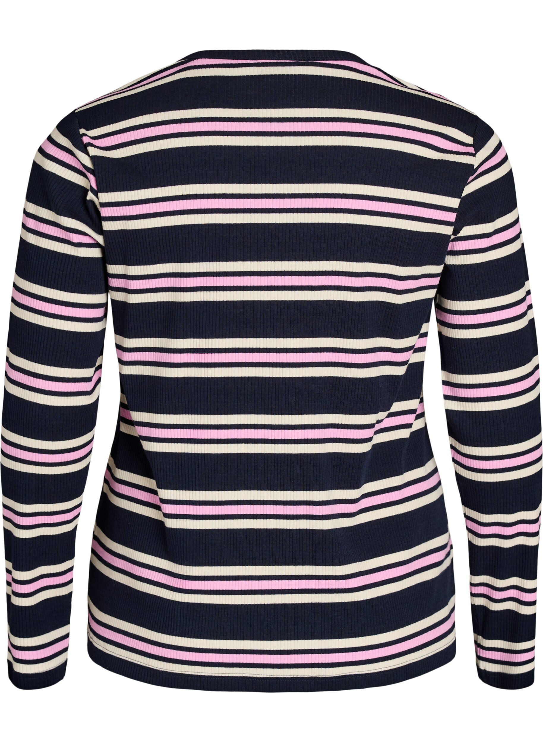 ZizziLang&auml;rmeliges Nachtoberteil aus geripptem Jersey mit Streifen, Blau, Packshot image number 1