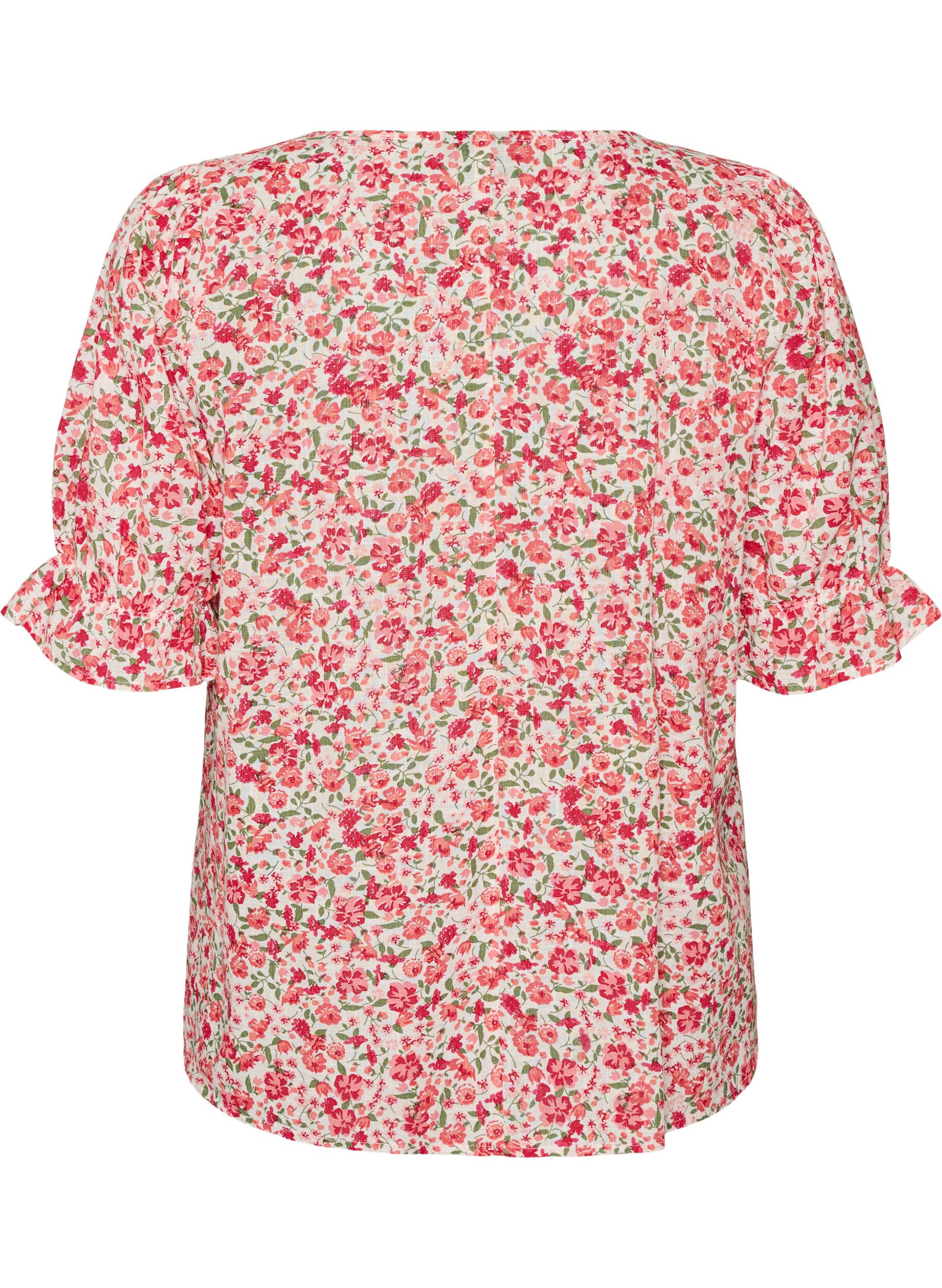 ZizziBaumwollbluse mit eckigem Ausschnitt, Rot, Packshot image number 1