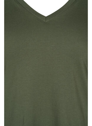 T-Shirt aus Bio-Baumwolle mit V-Ausschnitt, Thyme, Packshot image number 2