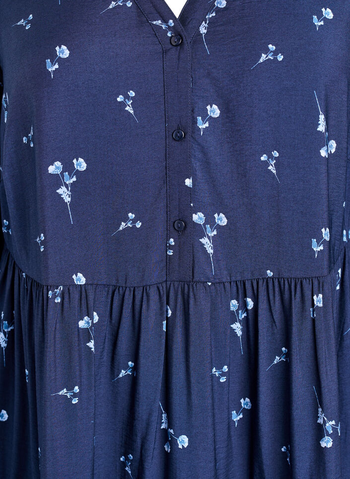 Midikleid mit V-Ausschnitt und A-Linienform, Blau, Packshot image number 2