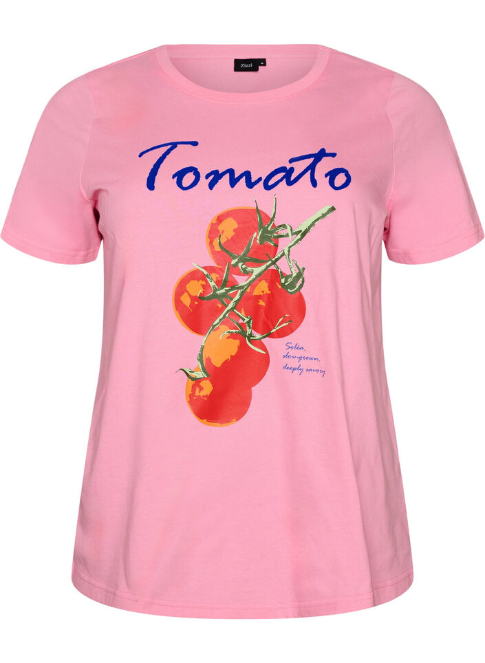T-Shirt aus Bio-Baumwolle mit Tomaten-Print, Pink, Packshot image number 0