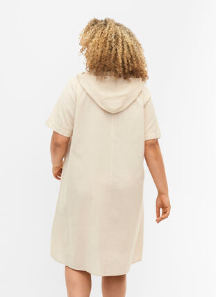 Kurzärmeliges Kleid mit Kapuze, Sandshell, Model image number 1