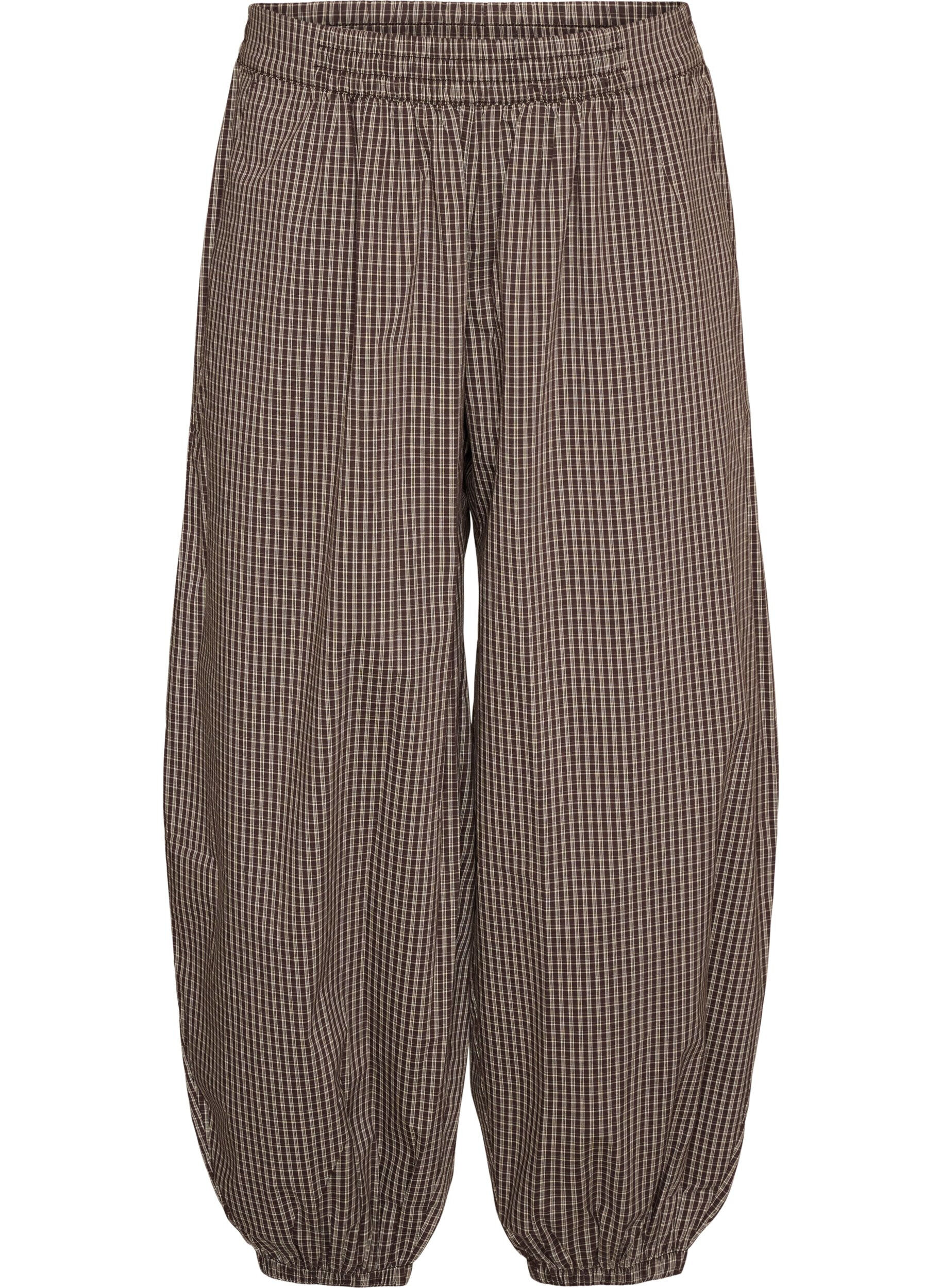 ZizziBallonhose mit hoher Taille und Allover-Muster, Braun, Packshot image number 0