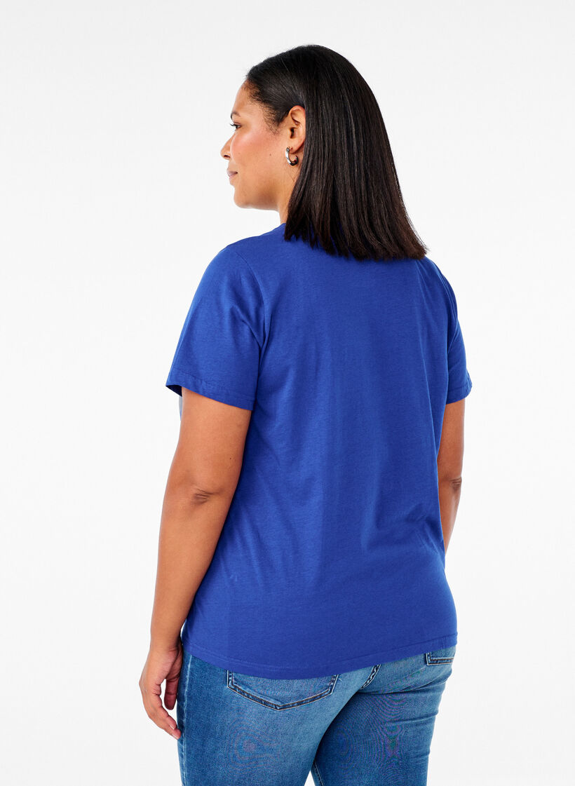 Basic-T-Shirt aus Baumwolle mit Rundhalsausschnitt, Blau, Model image number 2
