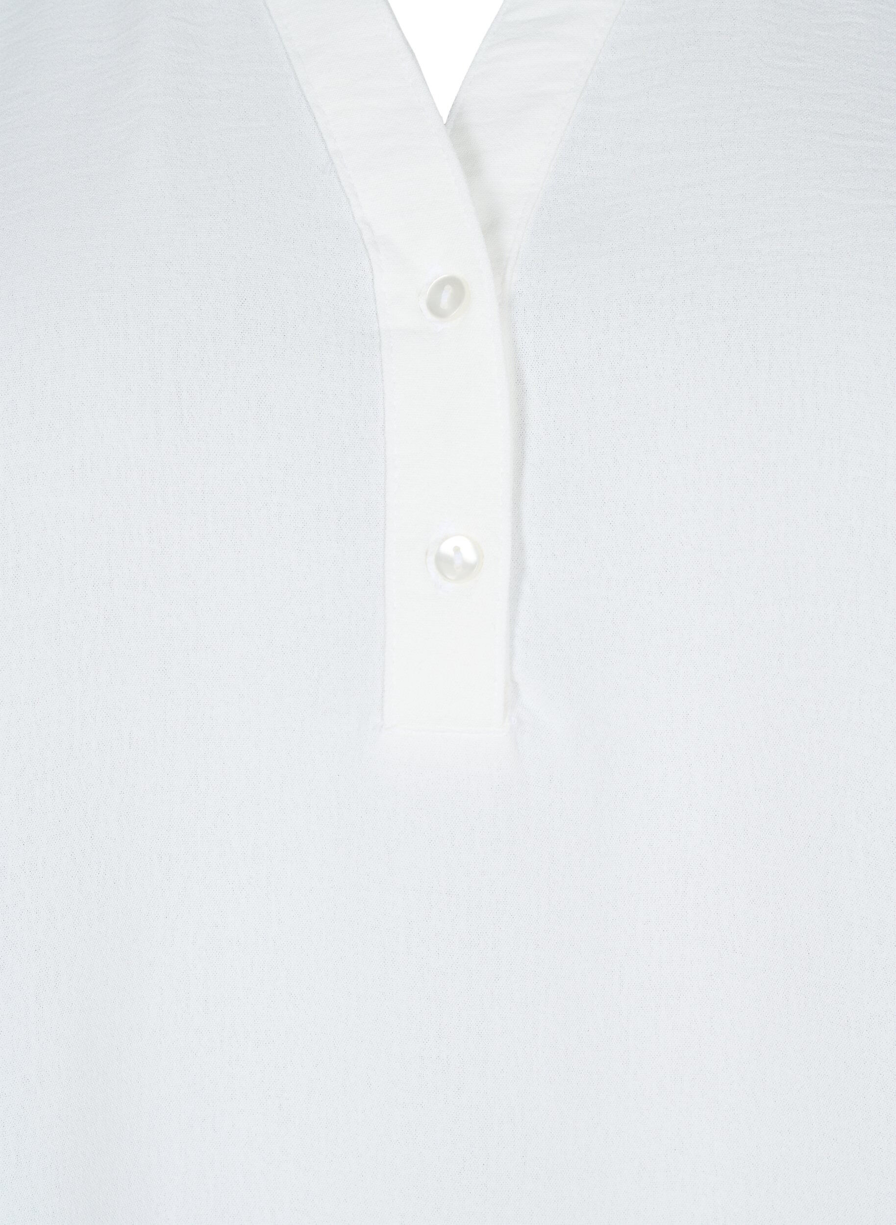 Zizzi Lang&auml;rmelige Hemdbluse mit V-Ausschnitt, Bright White, Packshot image number 2