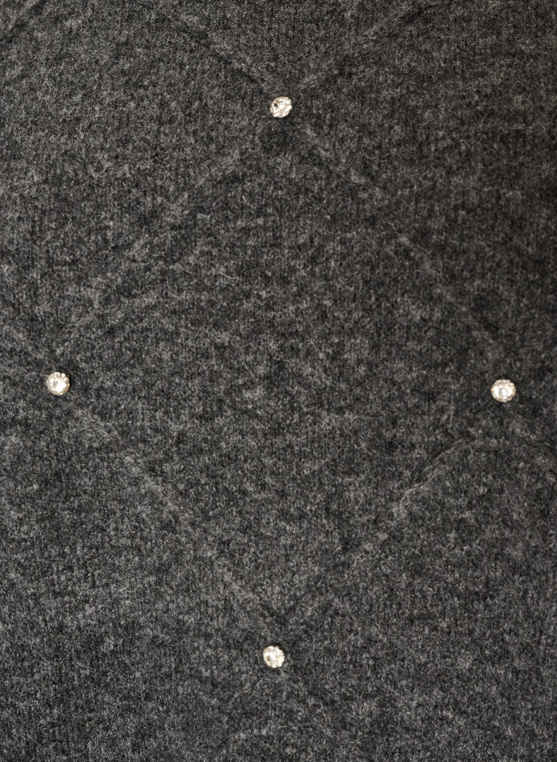 ZizziBluse aus Strick mit Strasssteinen und Rautenmuster, Grau, Packshot image number 2