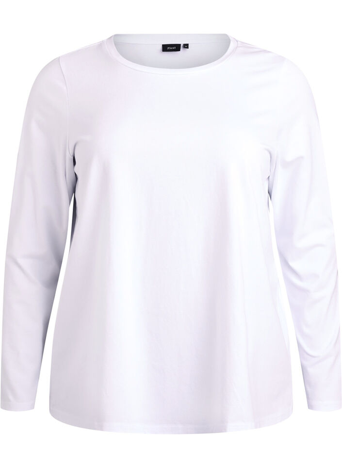 Basic Top aus Jersey mit langen &Auml;rmeln, Wei&szlig;, Packshot image number 0