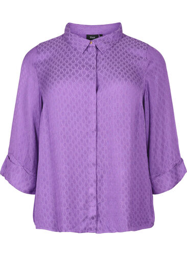 Hemd aus Viskose mit Ton-in-Ton-Muster, Lavender Violet, Packshot image number 0