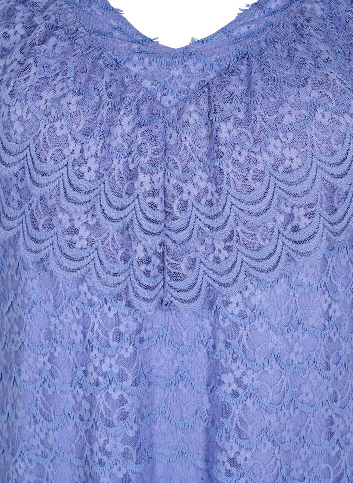 Kurzärmeliges Kleid aus Spitze mit breiten Rüschen, Lavender Violet, Packshot image number 2