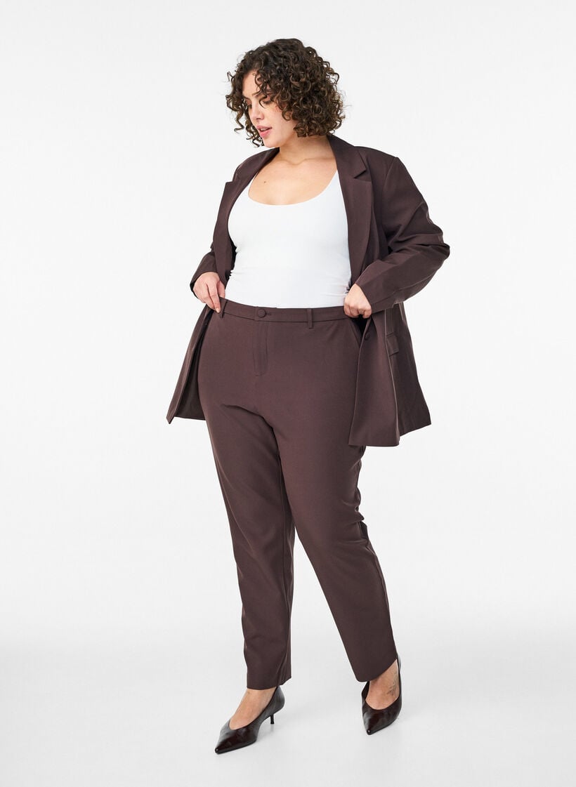 Hose mit Taschen und geraden Beinen, Braun, Model image number 0
