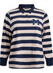 Poloshirt mit Streifen und Frotteedetails, Birch w. Navy, Packshot image number 0