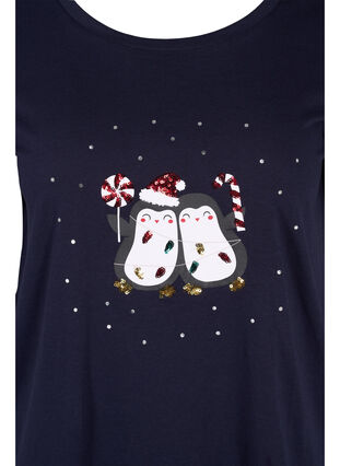 Weihnachts-T-Shirt aus Baumwolle, Navy Blazer Penguin, Packshot image number 2