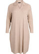 Kleid mit Zopfmuster und V-Ausschnitt, Beige, Packshot image number 0