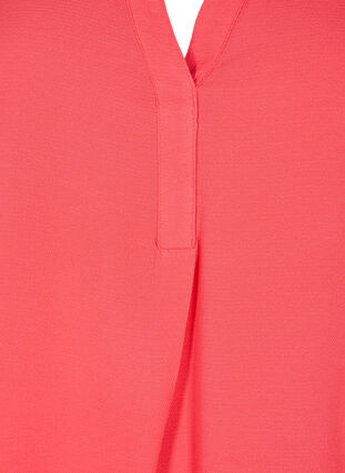 Kurzärmelige Bluse mit V-Ausschnitt, Hibiscus, Packshot image number 2