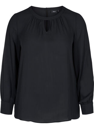 Bluse mit langen Ärmeln, Black, Packshot image number 0