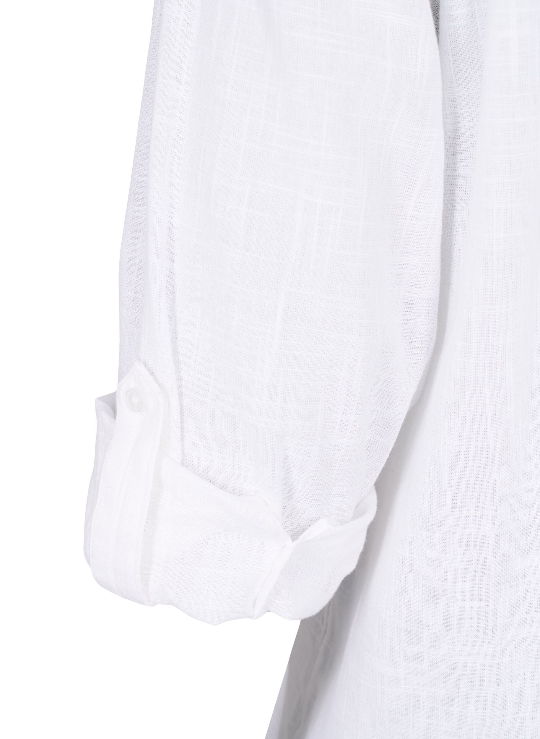 Zizzi Hemdbluse aus Baumwolle mit V-Ausschnitt, Bright White, Packshot image number 3