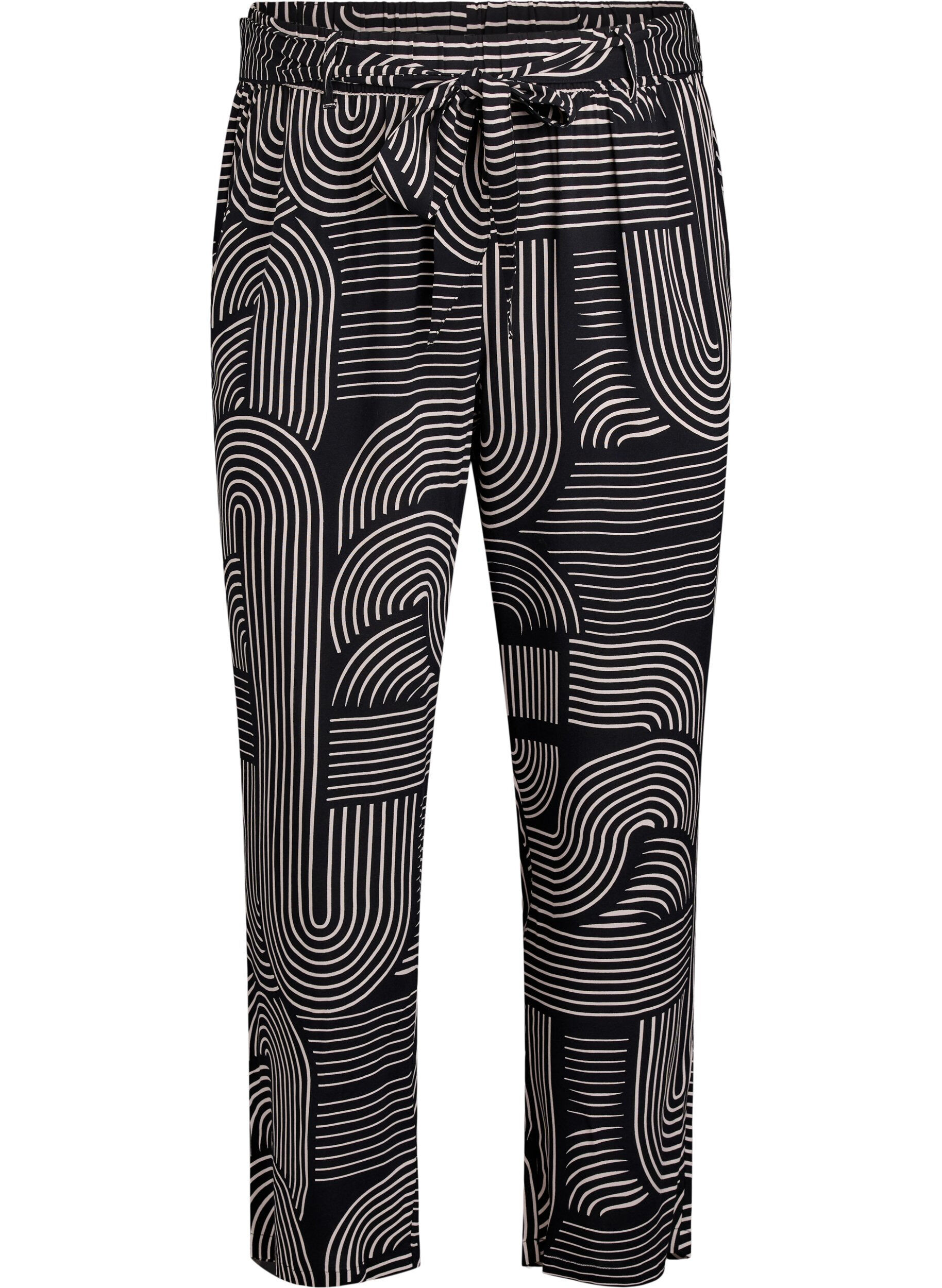Zizzi Hose mit hohem Bund aus Viskose, Schwarz, Packshot image number 0