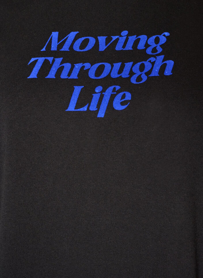 T-Shirt aus Baumwolle mit Textprint, Schwarz, Packshot image number 2