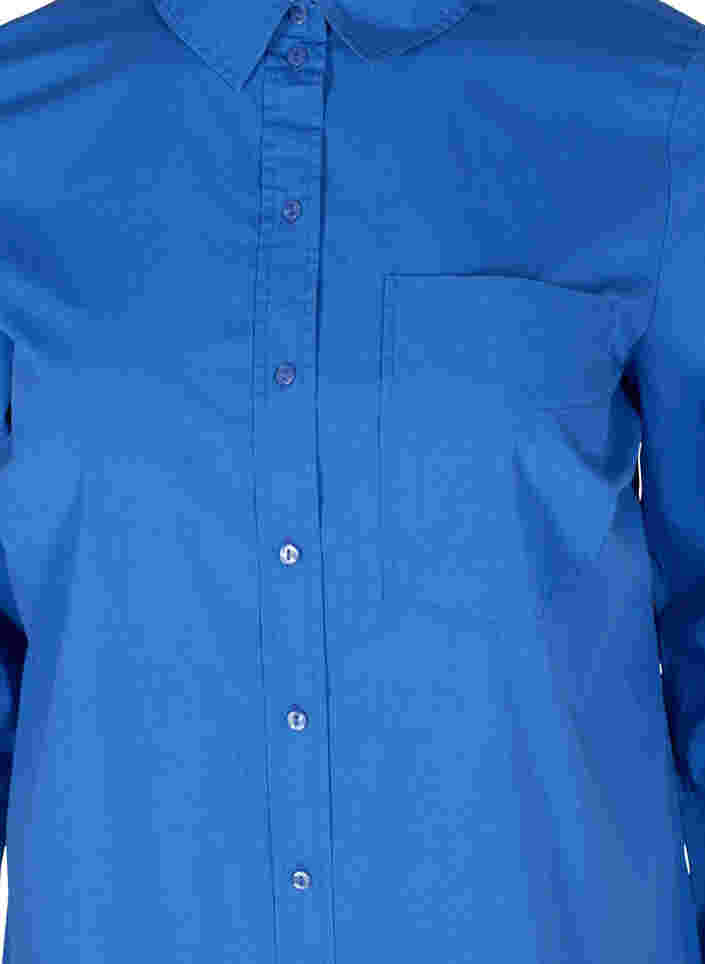 Lange Baumwollbluse mit Brusttasche, Dazzling Blue, Packshot image number 2