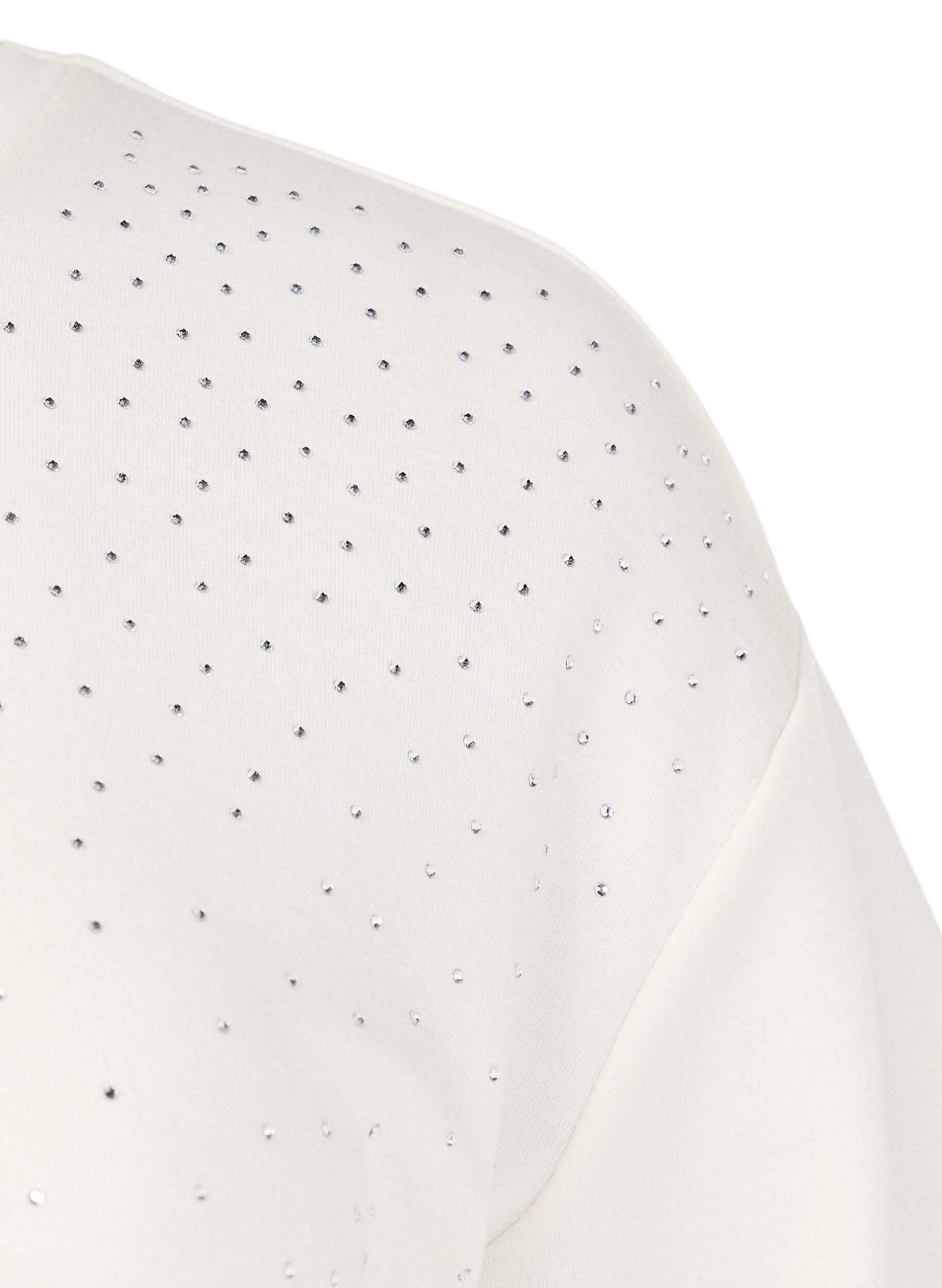 Zizzi T-Shirt mit Strasssteinen und Rundhalsausschnitt, Wei&szlig;, Packshot image number 2