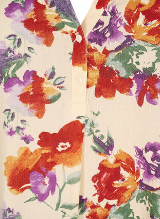 Viskosebluse mit Blumenmuster und kurzen Ärmeln, Buttercream Vintage, Packshot image number 2
