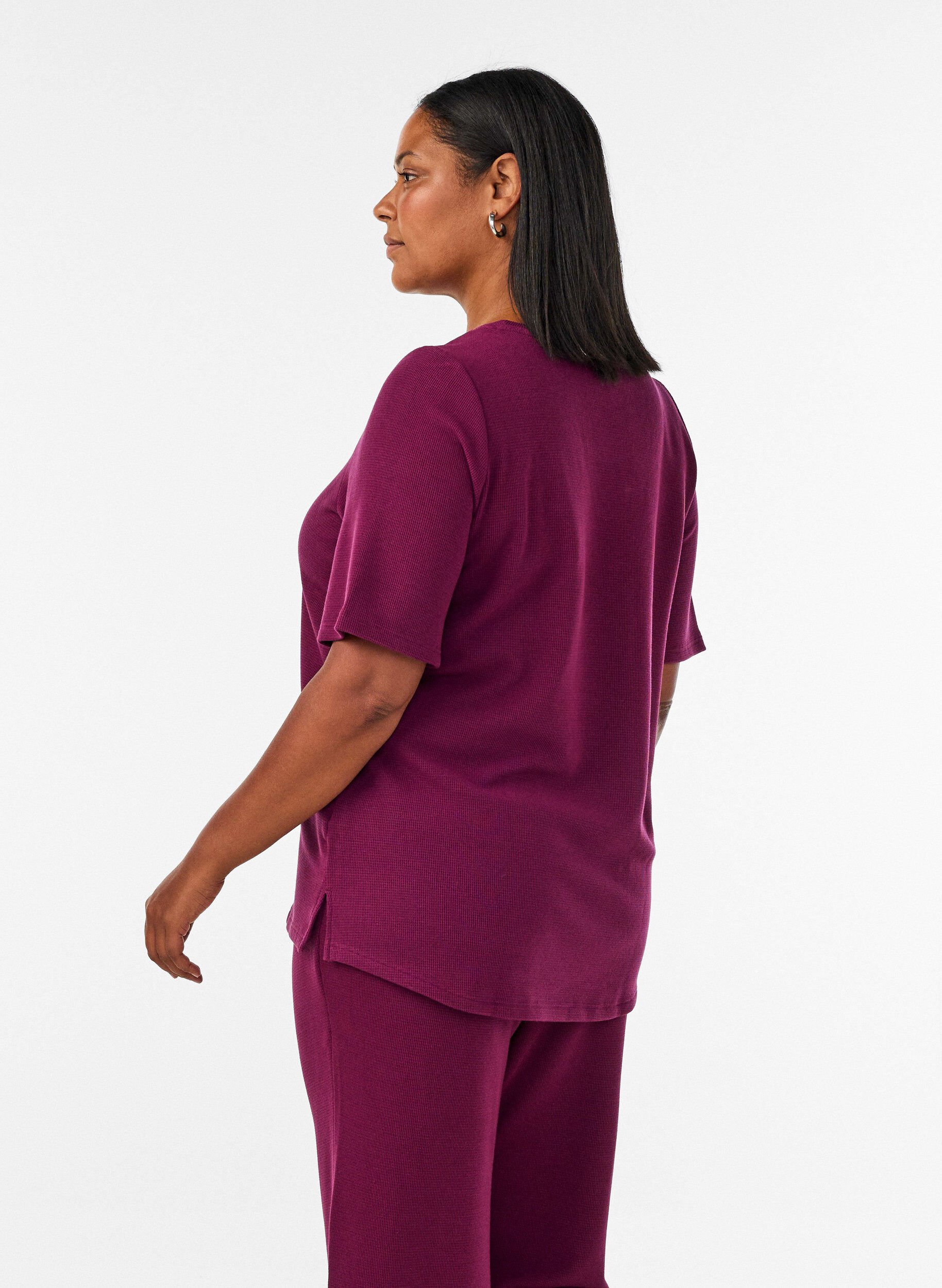 ZizziStrukturierte Bluse mit ellenbogenlangen &Auml;rmeln, Rot, Model image number 2