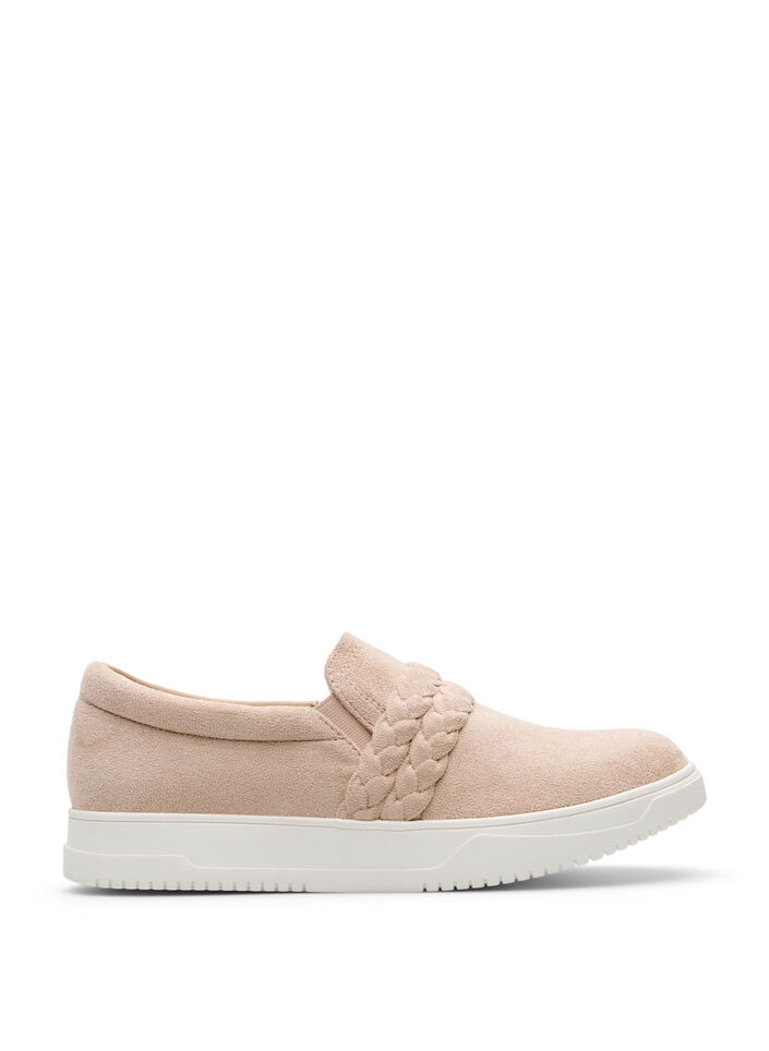 Extra-Weite - Faux-Wildleder-Schuhe mit geflochtenen Riemen, Beige, Packshot image number 0