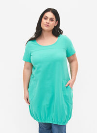 Kurzarm Kleid aus Baumwolle, Aqua Green, Model